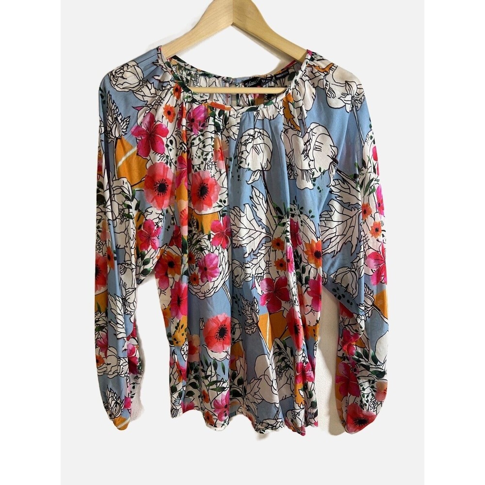 5 For $50🔥  Floral Blue Women's Top Flowy
